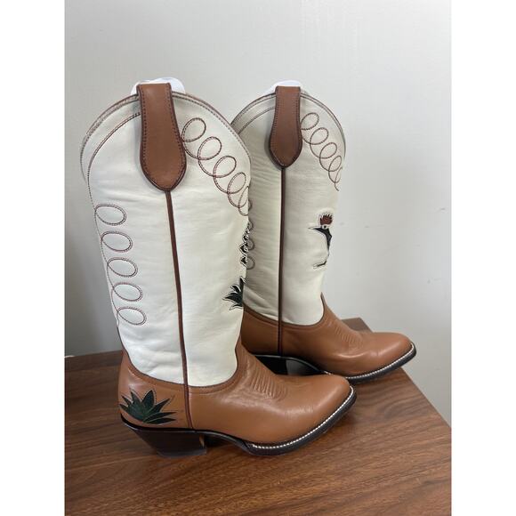 Preowned Fraulein Roadrunner Cowboy Almond Shape Toe Calf Leather Boot - Picture 5 of 11